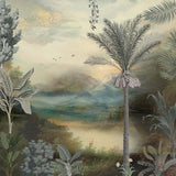 Jungle Lagoon Botanical wallpaper for living room & resort interiors | MWA-LWZ-105