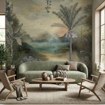 Jungle Lagoon Botanical wallpaper design view 2 | MWA-LWZ-105