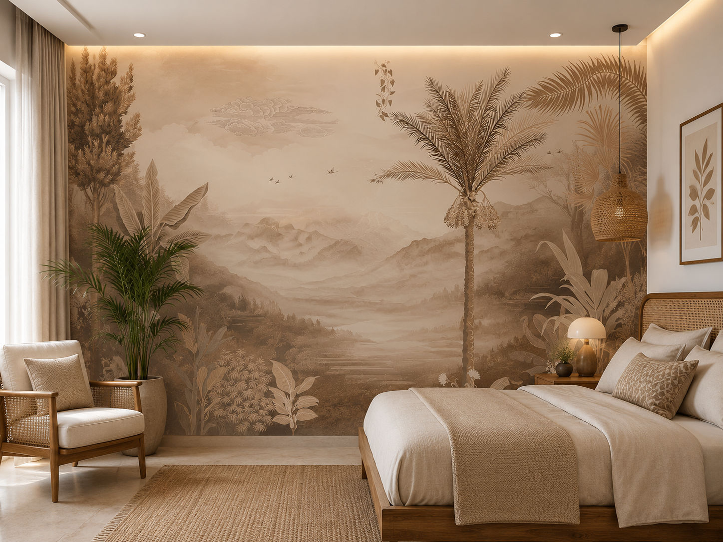 Golden Wilderness Botanical wallpaper design view 2 | MWA-LWZ-104