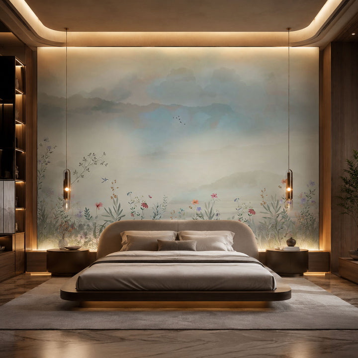Meadow Horizon Botanical wallpaper design view 2 | MWA-LWZ-103