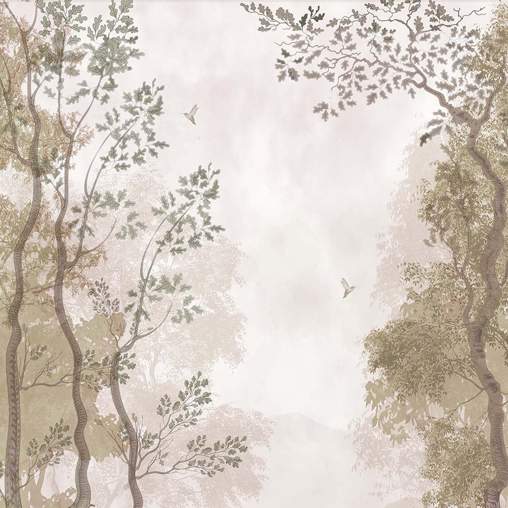 Whispering Oaks Botanical wallpaper for living room & dining room interiors | MWA-LWZ-101