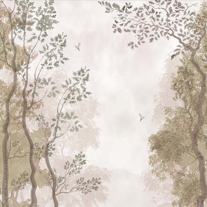 Whispering Oaks Botanical wallpaper for living room & dining room interiors | MWA-LWZ-101