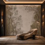 Whispering Oaks Botanical wallpaper design view 2 | MWA-LWZ-101