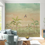 Tropical Twirl Botanical wallpaper design view 2 | MWA-LWZ-256