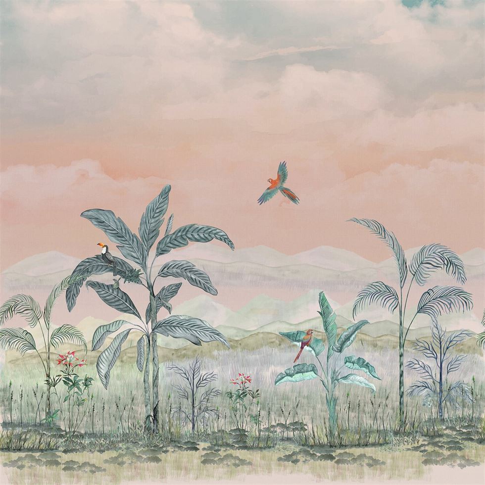 Tropical Twirl Botanical wallpaper for living room & resort interiors | MWA-LWZ-255