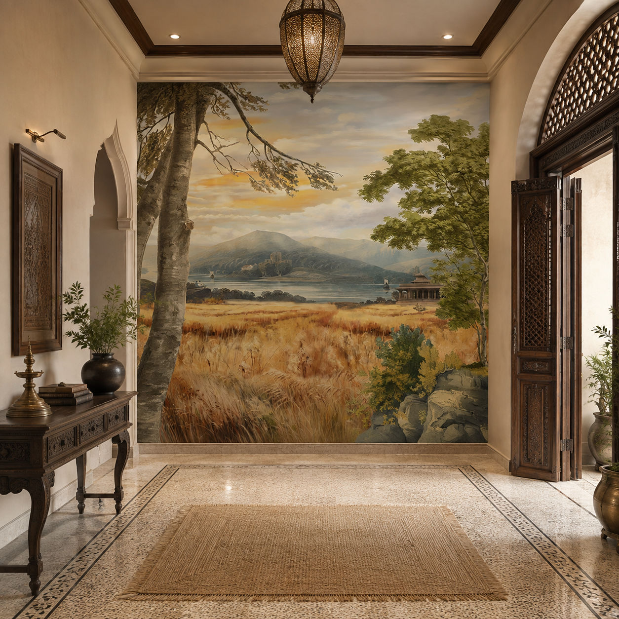 Golden Fields Landscape wallpaper design view 2 | MWA-LWZ-251
