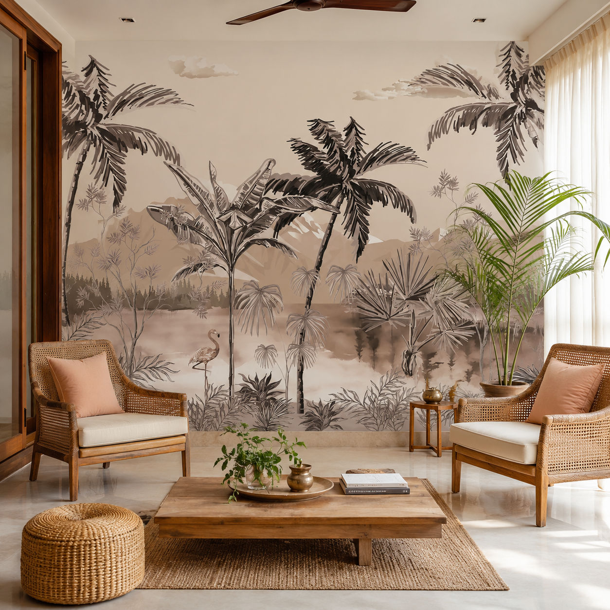Tropical Daydream Botanical wallpaper design view 2 | MWA-LWZ-247