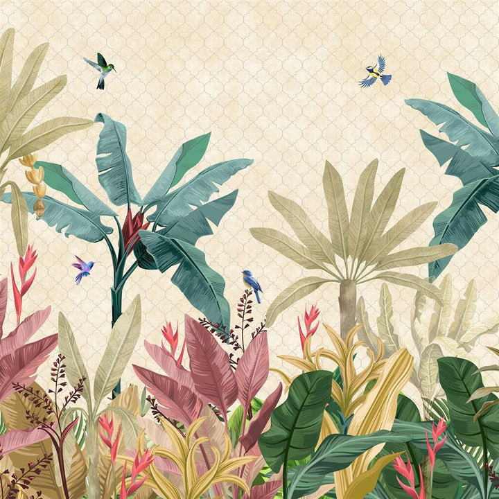 Tropical Harmony Botanical wallpaper for living room & resort interiors | MWA-LWZ-242