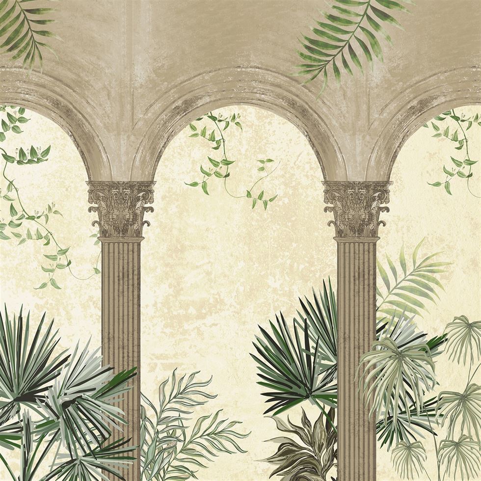 Ancient Greenery Architecture wallpaper for hotel lobby & lounge interiors | MWA-LWZ-238