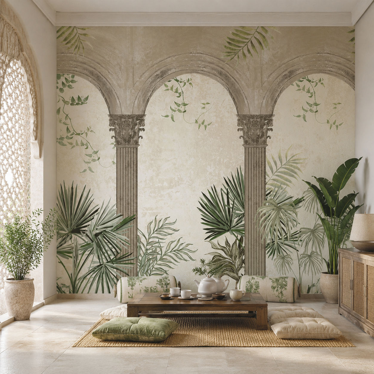 Ancient Greenery Architecture wallpaper design view 2 | MWA-LWZ-238