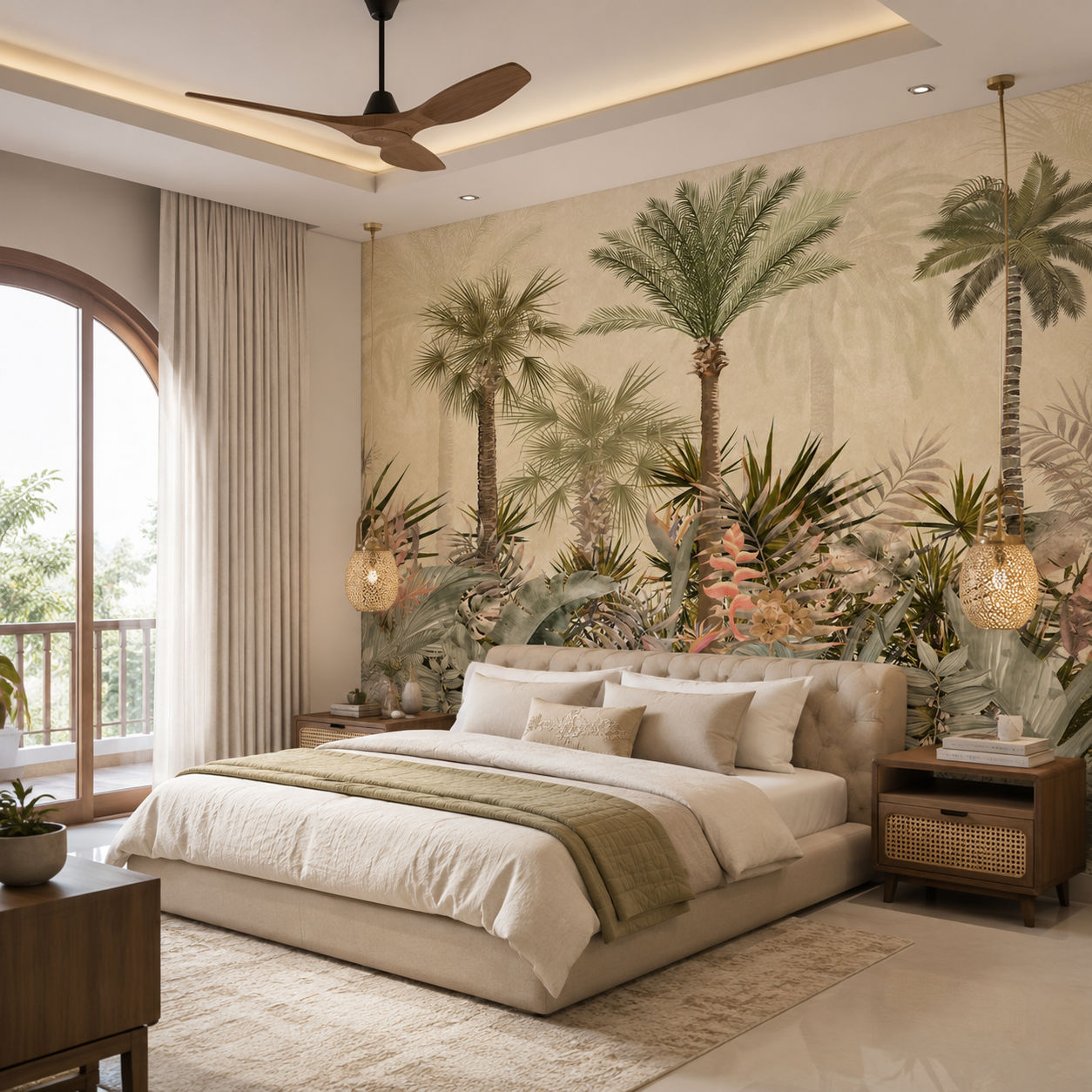 Palm Haven Botanical wallpaper design view 2 | MWA-LWZ-236