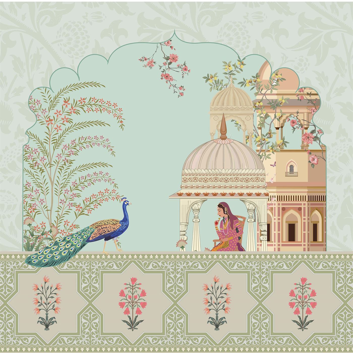 Mughal Era Architecture wallpaper for living room & foyer interiors | MWA-LWZ-229