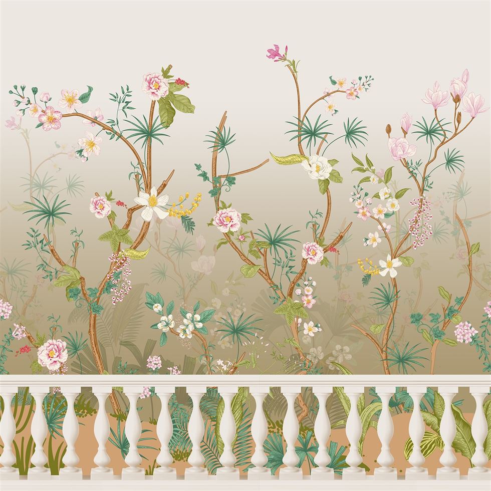 Floral Terrace Botanical wallpaper for dining room & bedroom interiors | MWA-LWZ-224