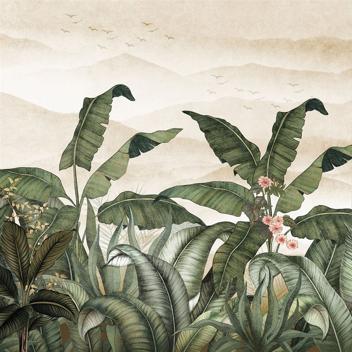 Leaf Bliss Botanical wallpaper for living room & resort interiors | MWA-LWZ-223