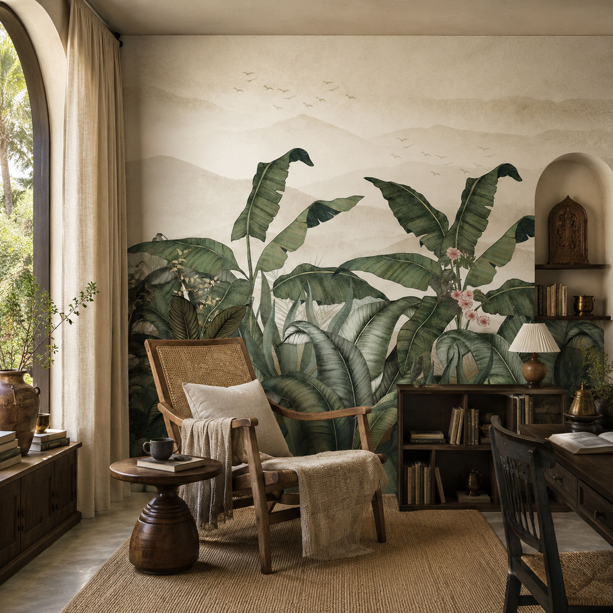 Leaf Bliss Botanical wallpaper design view 2 | MWA-LWZ-223