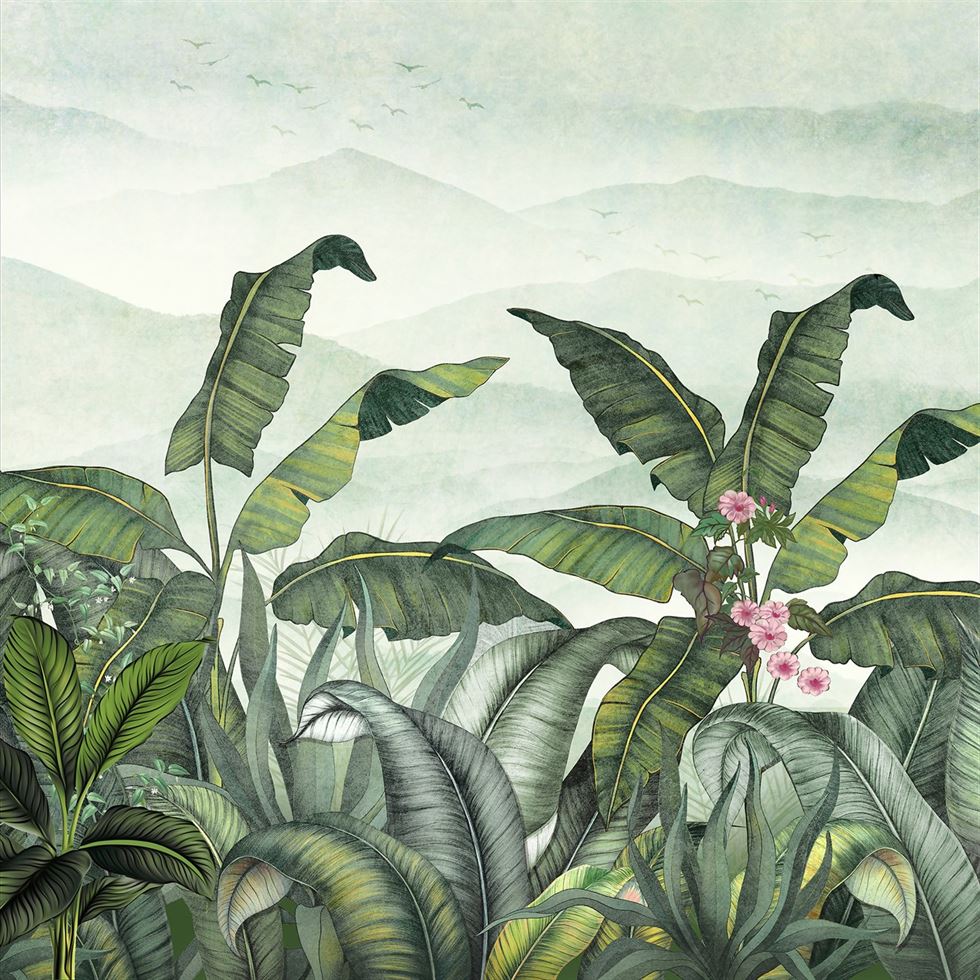 Leaf Bliss Botanical wallpaper for living room & resort interiors | MWA-LWZ-222