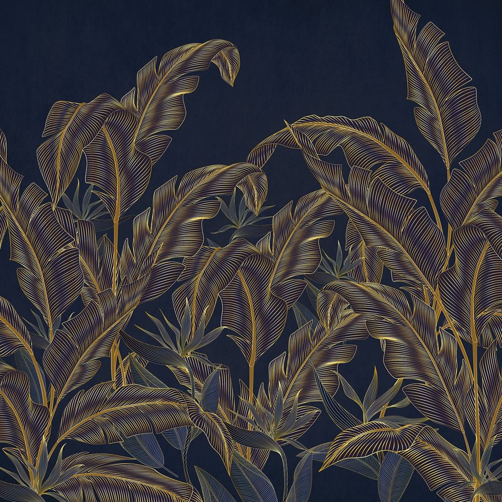 Golden Leaves Botanical wallpaper for living room & resort interiors | MWA-LWZ-215
