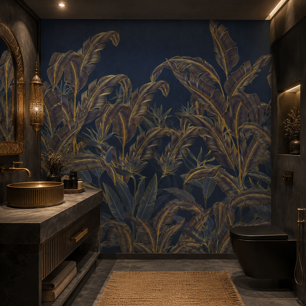 Golden Leaves Botanical wallpaper design view 2 | MWA-LWZ-215