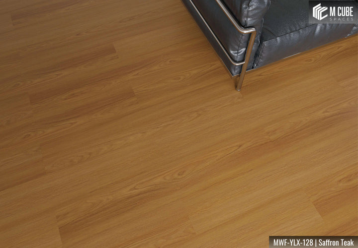 MWF-YLX-128 Saffron Teak Laminated Wooden Flooring Interior Application