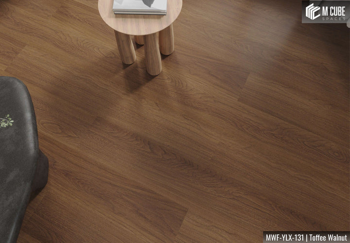 MWF-YLX-131 Toffee Walnut Laminated Wooden Flooring Interior Application