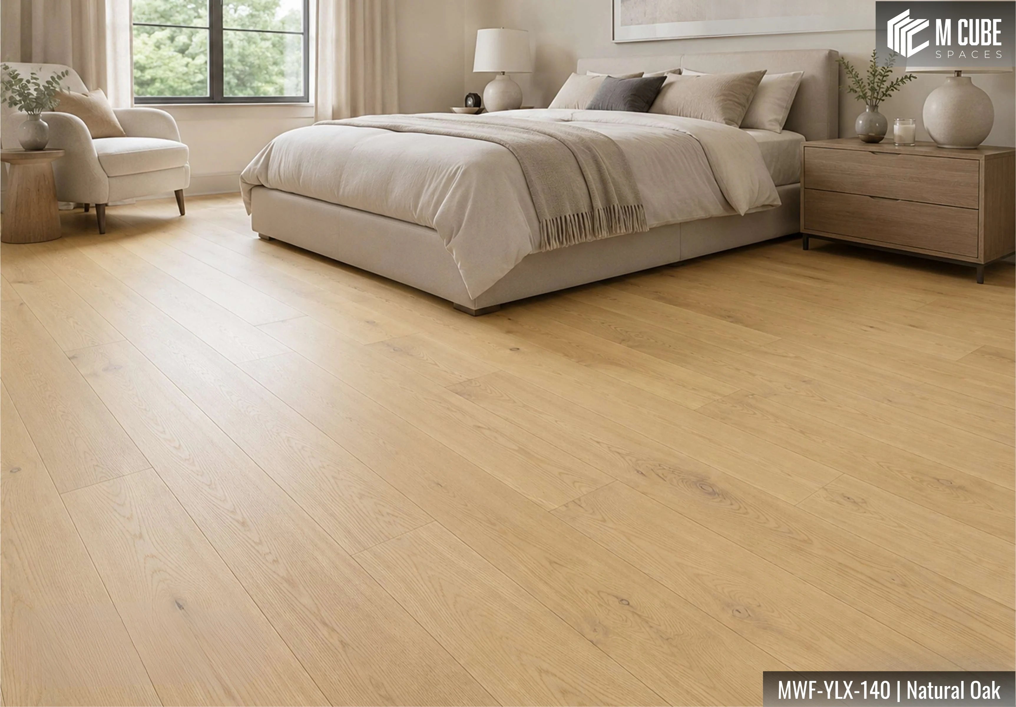 MWF-YLX-140 Natural Oak Solid Hardwood Flooring Interior Application 1