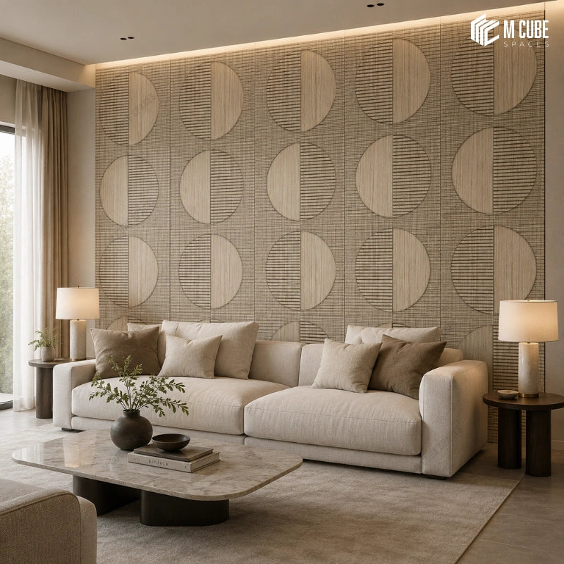 Contemporary Beige Decorative Panels for Modern Sofa Backdrop Interiors