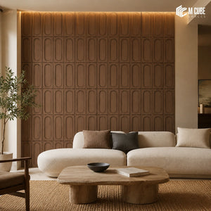3D Wooden Decorative Wall Panel for Premium Sofa Backdrop