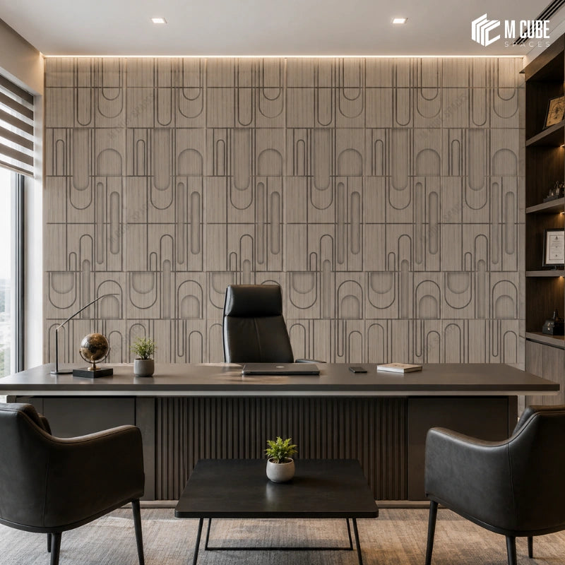 Contemporary Geometric Wooden Decorative Panels for Executive Office Feature Walls