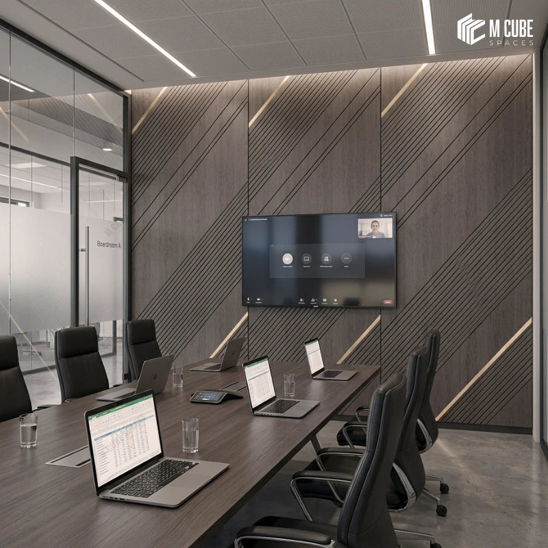Modern Geometric Decorative Wall Panels for Corporate Boardroom Interiors
