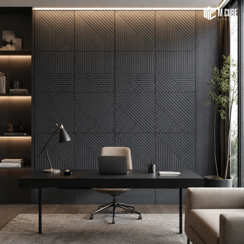 Modern Black Wood Finish Decorative Panels for Luxury Workspace Feature Walls