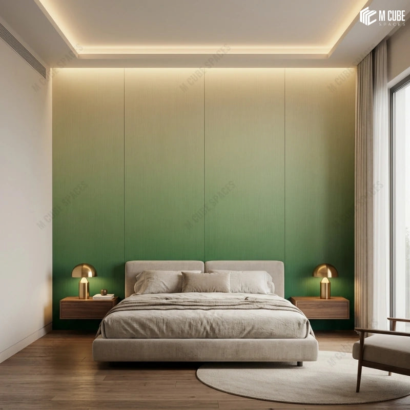 Green Ombre Laminates for Bedroom Feature Wall
