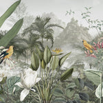 Green Tropical Botanical wallpaper for living room & resort interiors | MWA-LWZ-301