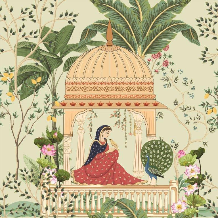 The Queens Garden Architecture wallpaper for living room & foyer interiors | MWA-LWZ-297