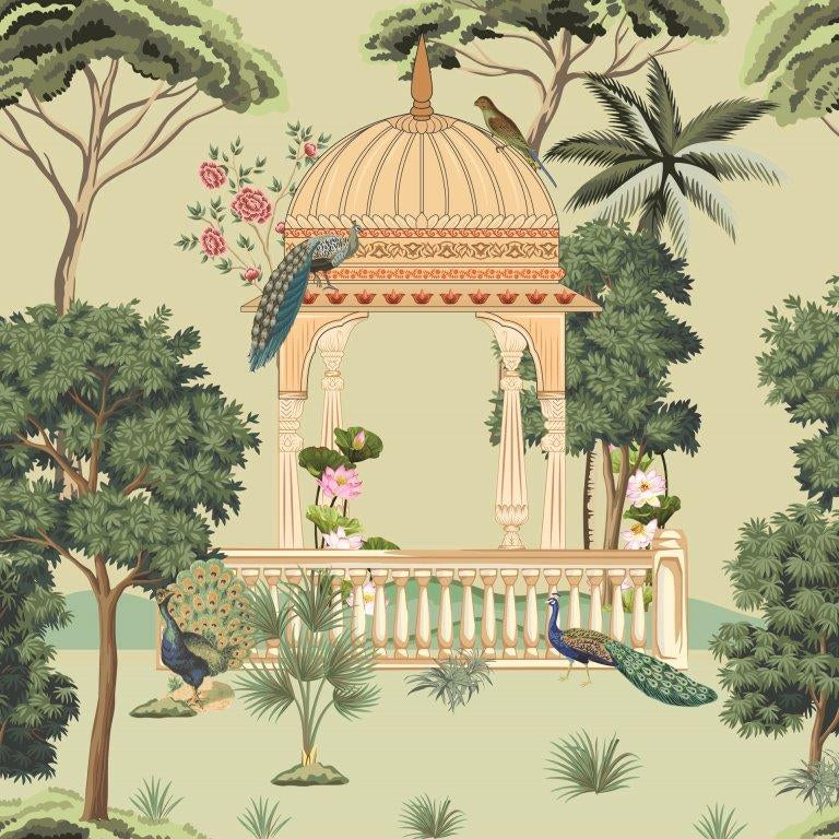 Royal Garden Pavilion Architecture wallpaper for living room & foyer interiors | MWA-LWZ-296