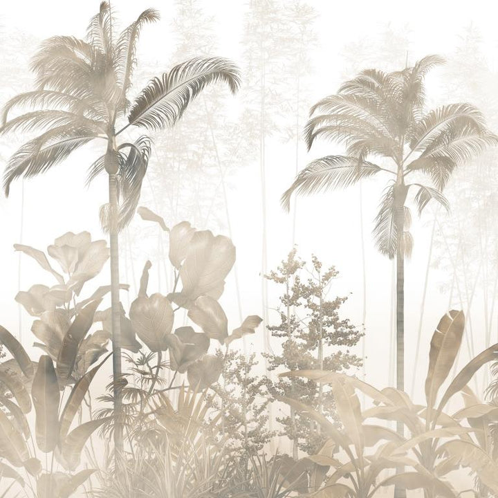 Monochrome Jungle Botanical wallpaper for living room & resort interiors | MWA-LWZ-293