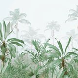 Misty Green Tropics Botanical wallpaper for living room & resort interiors | MWA-LWZ-292