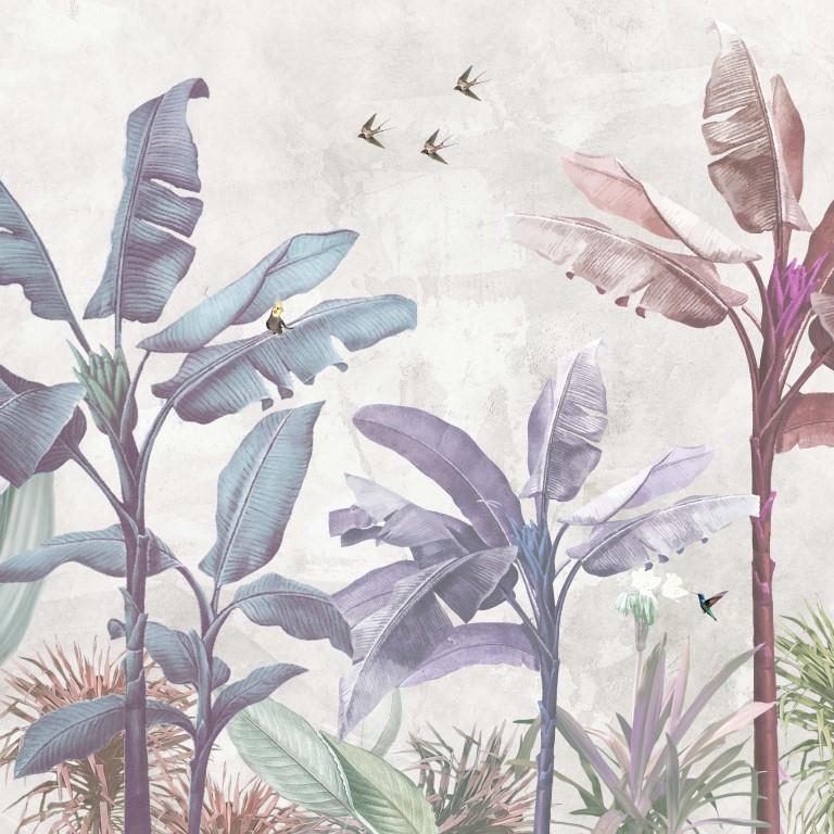Pastel Banana Grove Botanical wallpaper for living room & resort interiors | MWA-LWZ-289