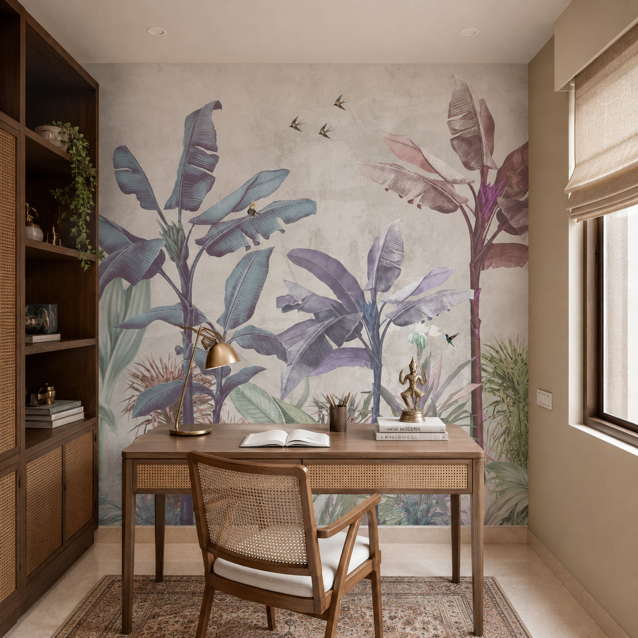 Pastel Banana Grove Botanical wallpaper design view 2 | MWA-LWZ-289