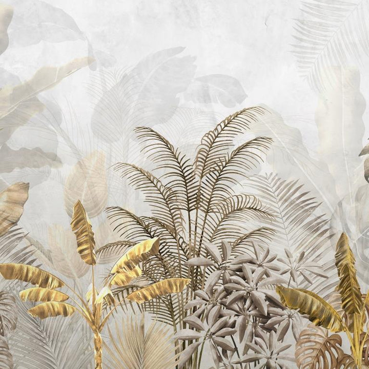 Luxe Tropical Foilage Botanical wallpaper for living room & resort interiors | MWA-LWZ-288