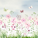Whimsical Meadow Butterflies Botanical wallpaper for living room & dining room interiors | MWA-LWZ-287