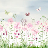 Whimsical Meadow Butterflies Botanical wallpaper for living room & dining room interiors | MWA-LWZ-287
