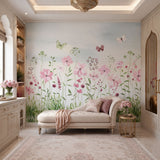 Whimsical Meadow Butterflies Botanical wallpaper design view 2 | MWA-LWZ-287