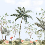 Tropical Paradise Oasis Botanical wallpaper for living room & resort interiors | MWA-LWZ-285