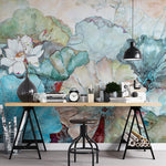 Watercolor Lotus Dream Botanical wallpaper design view 2 | MWA-LWZ-284