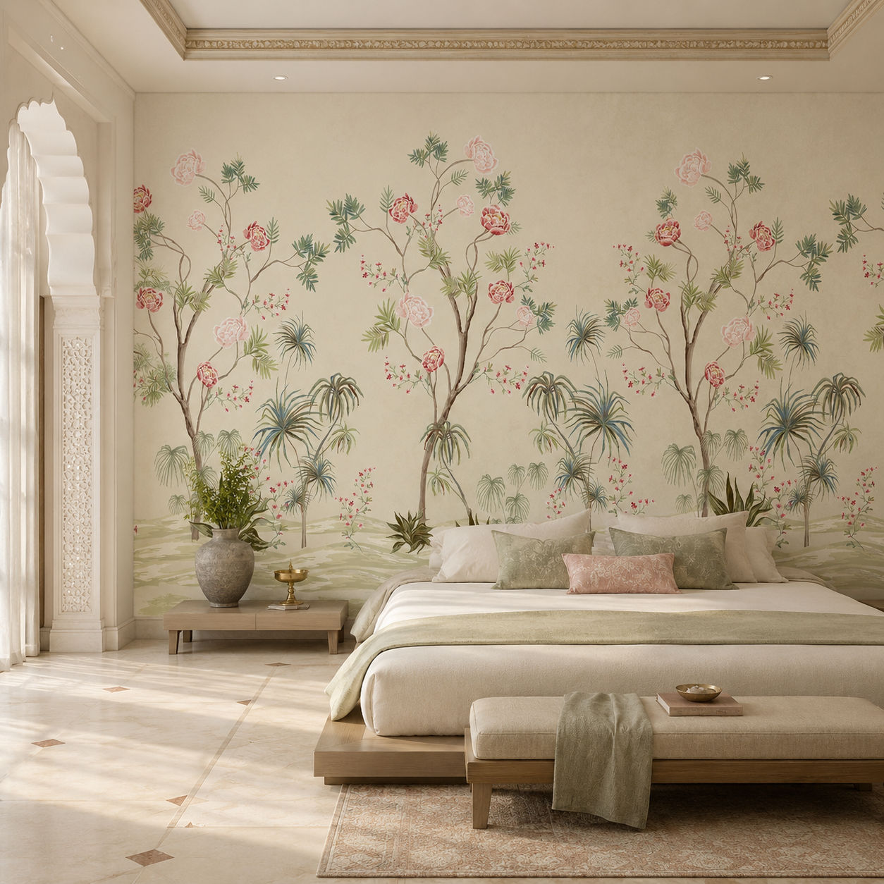 Elegant Peony Grove Botanical wallpaper design view 2 | MWA-LWZ-282