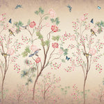 Vintage Floral Aviary Botanical wallpaper for living room & dining room interiors | MWA-LWZ-281