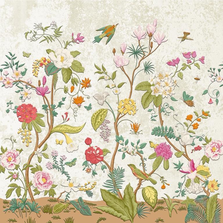 Chinoiserie Garden Birds Botanical wallpaper for dining room & bedroom interiors | MWA-LWZ-280