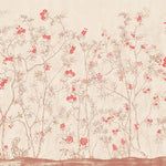 Rustic Red Blossom Forest Botanical wallpaper for living room & dining room interiors | MWA-LWZ-279