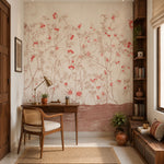 Rustic Red Blossom Forest Botanical wallpaper design view 2 | MWA-LWZ-279
