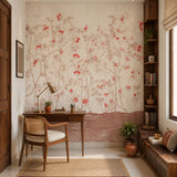 Rustic Red Blossom Forest Botanical wallpaper design view 2 | MWA-LWZ-279